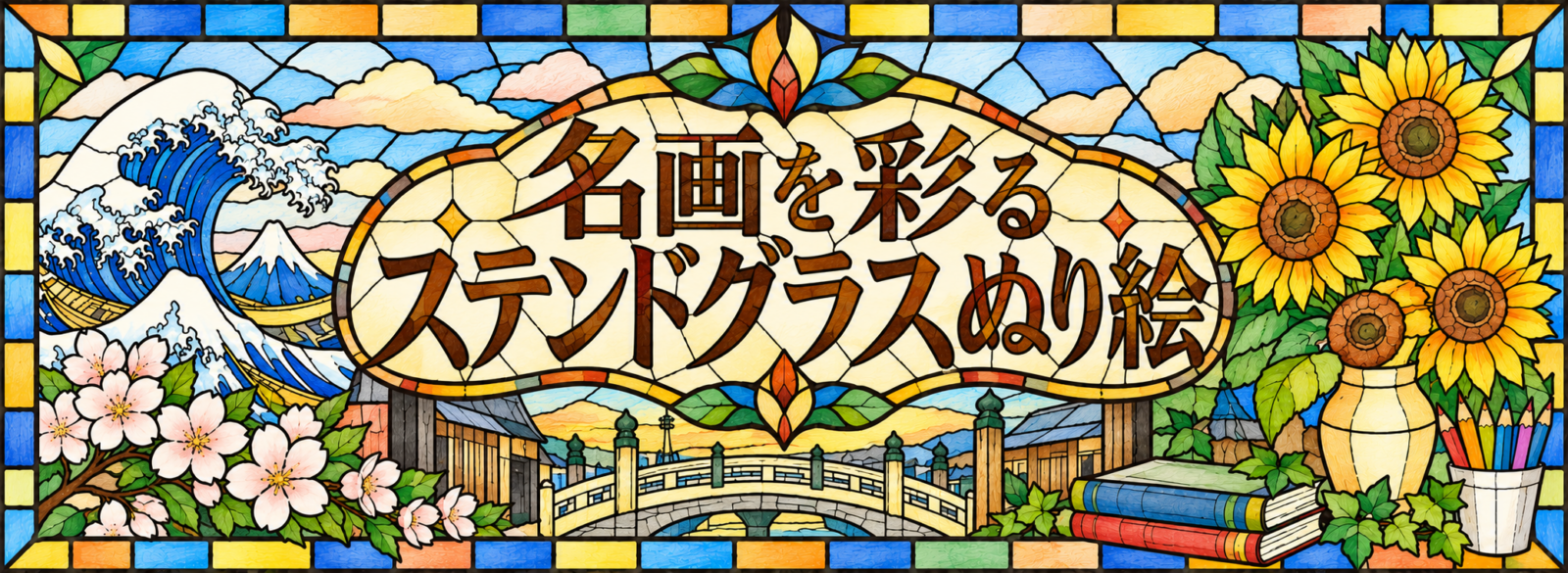 名画を彩るステンドグラスぬり絵